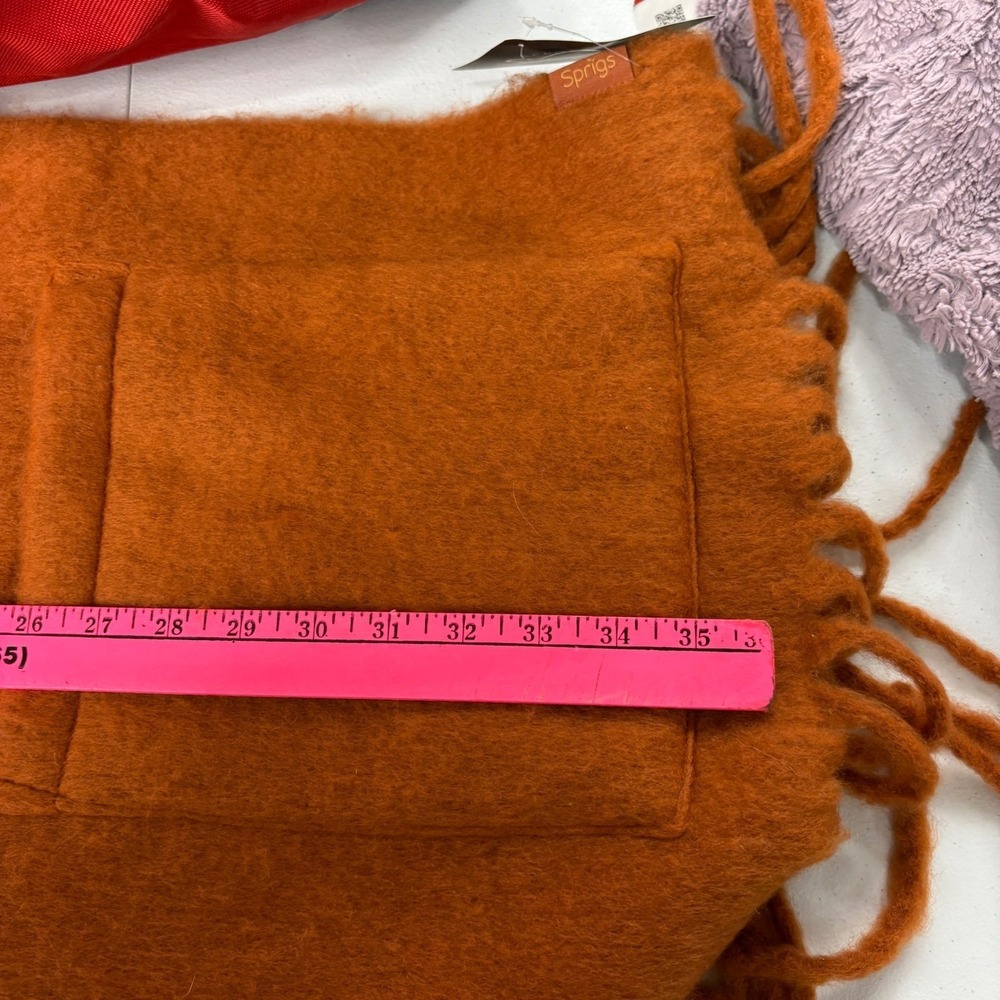 Sprigs Ombre Pocket Scarf Rust Camel Fringe Warm Winter Wrap A701880 NEW - Picture 5 of 5